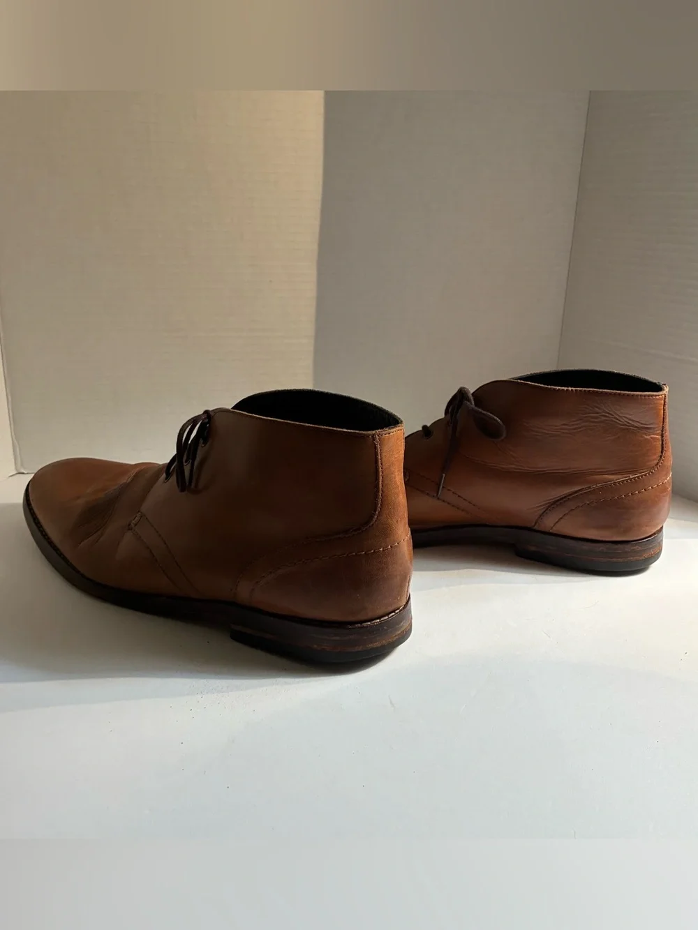 Vintage Men's Brown Leather Chukka Boots - Sleek Lace-Up Comfort Men’s 44 (10)